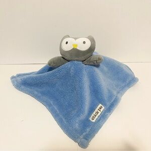 Chick Pea Owl Lovey Flat Plush Blue Baby Boy Security Blanket Woodland Gray Toy